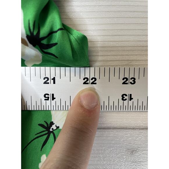 On 34th Dress Womens 3X Green Floral Maxi Puff Sleeve Smocked Waist Lined V Neck - Picture 4 of 10